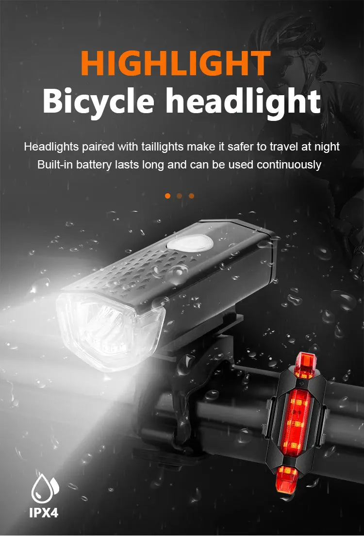 2218 Bike Light Set USB Rechargeable Front Light with Taillight