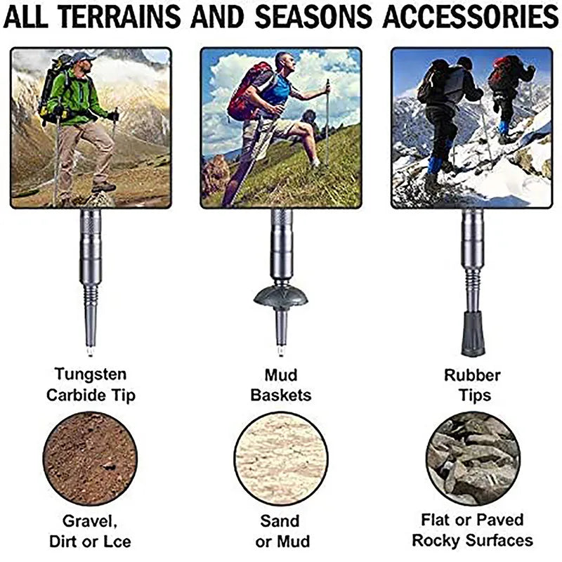 Trekking Pole Multifunctional Aluminum Walking Sticks