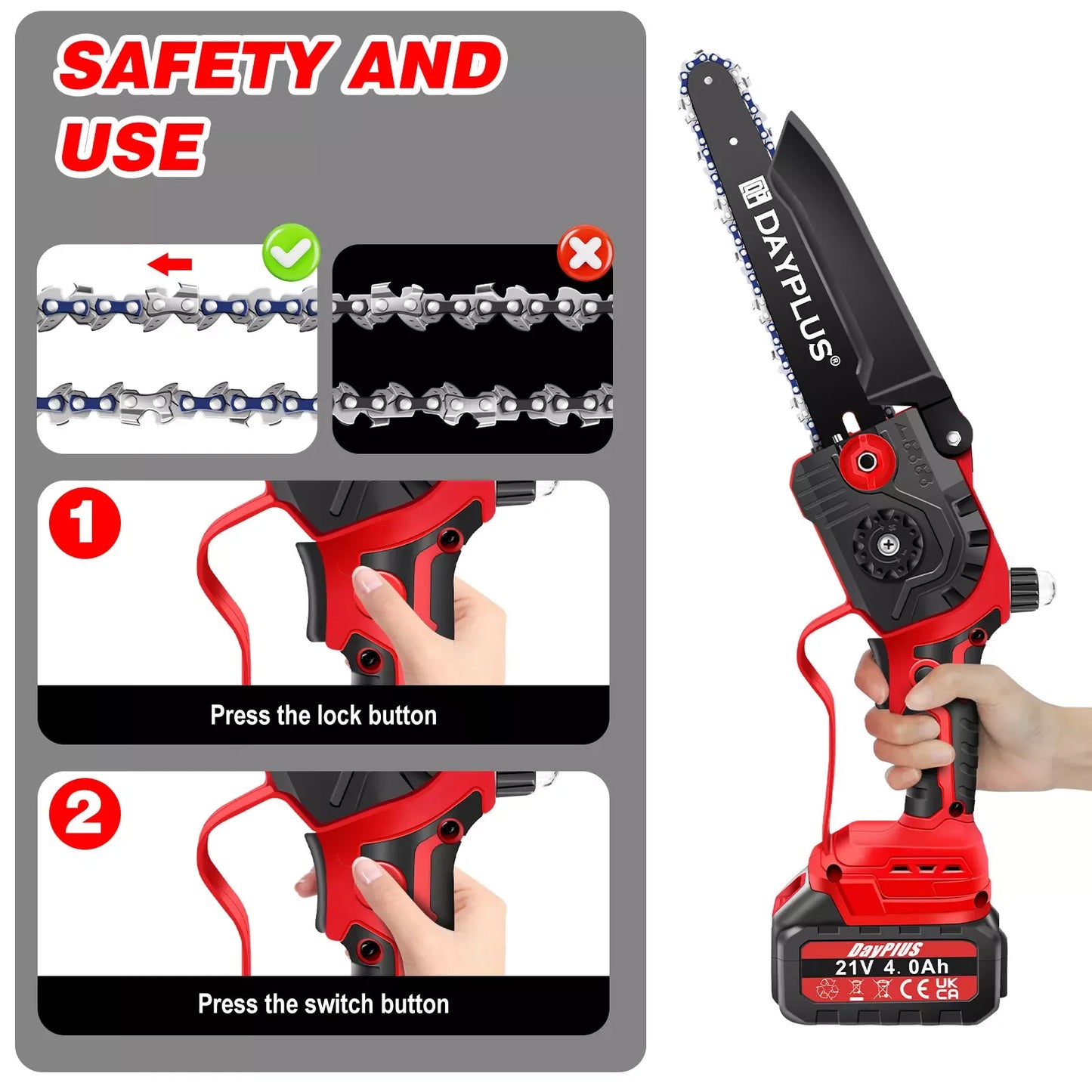 8-Inch Cordless Electric Chainsaw