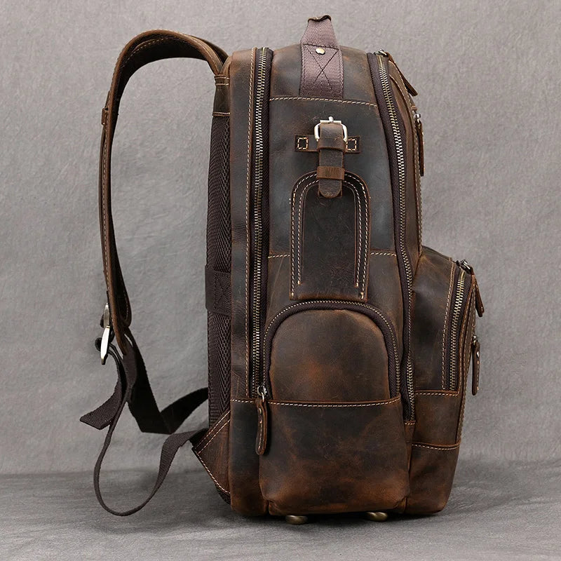 Newsbirds Men's Retro Leather Backpack – Luxury Travel & School Bag