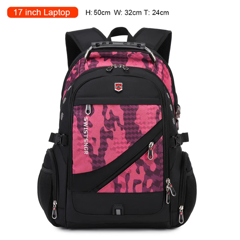 2024 Waterproof Laptop Backpack – 17/20 Inch Airplane Travel & School Bag