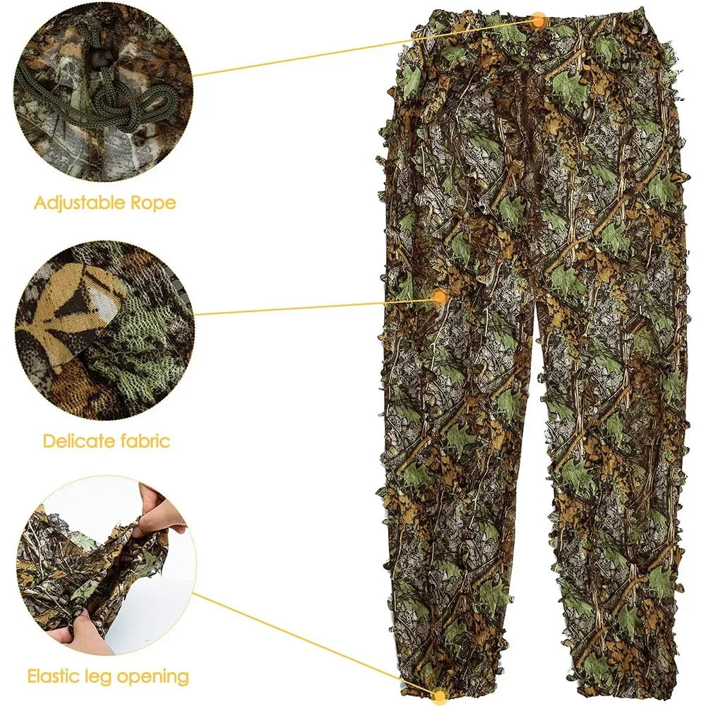 Ghillie Suit Men Women Kids 3D Leafy Bionic Camouflage Hunting Clothing: