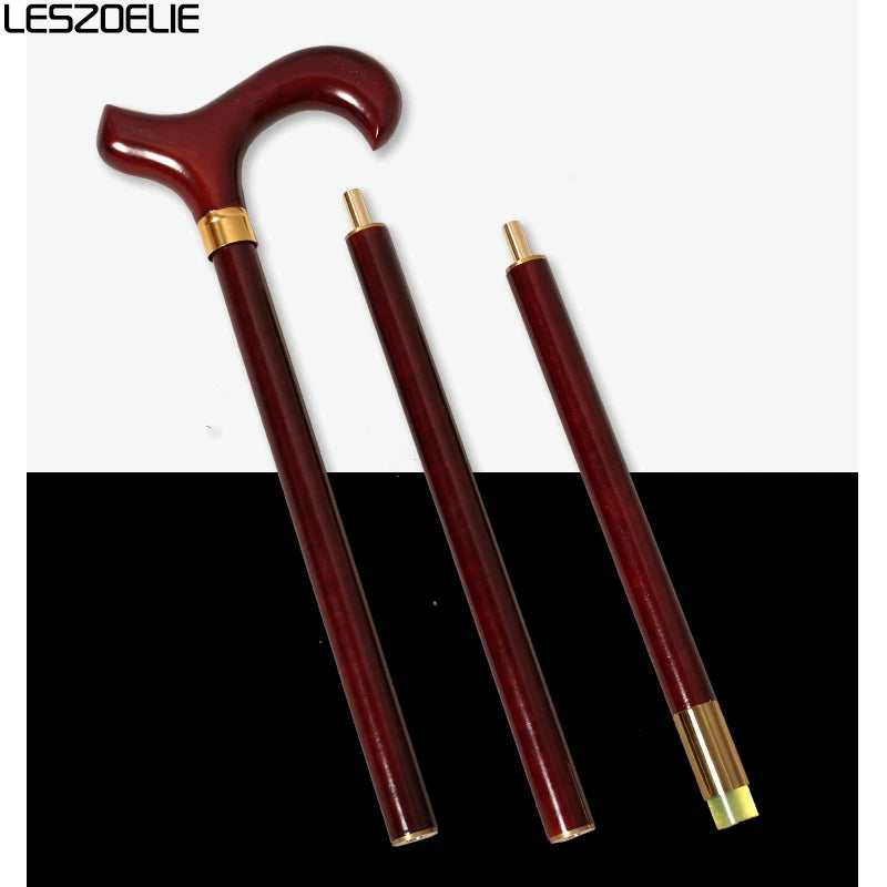 97cm Red Wooden Handle 3-Pieces Walking Stick