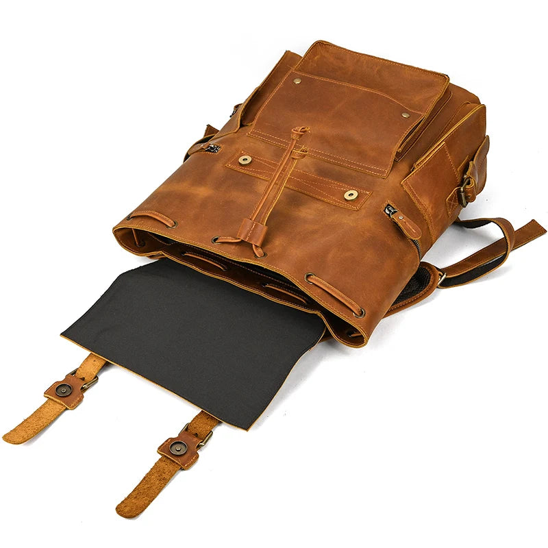 Newsbirds Men's Retro Leather Backpack – Luxury Travel & School Bag