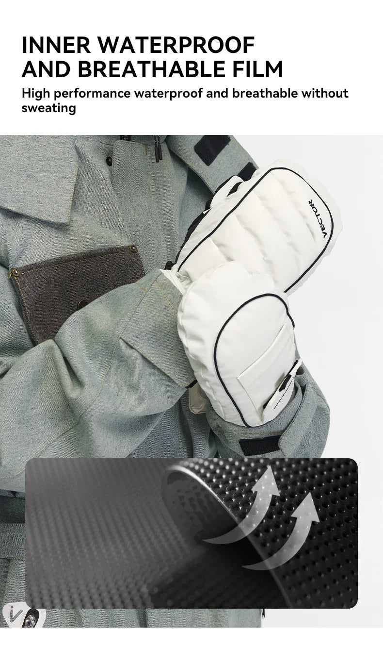 VECTOR Half-Detachable Inner Five-Finger Ski Gloves