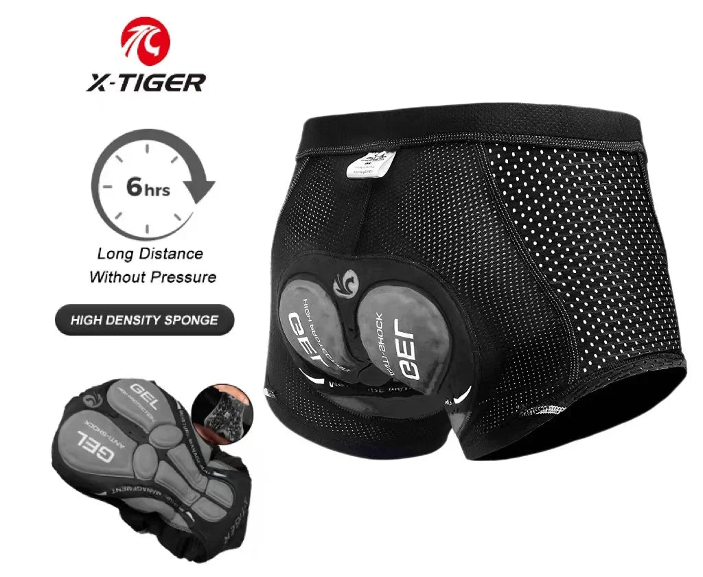 X-TIGER Men’s Cycling Underwear Shorts – 5D Gel Padded, Breathable & Non-Slip