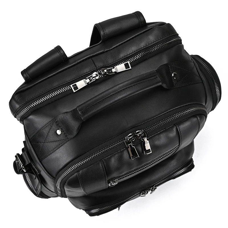 Newsbirds Men's Retro Leather Backpack – Luxury Travel & School Bag