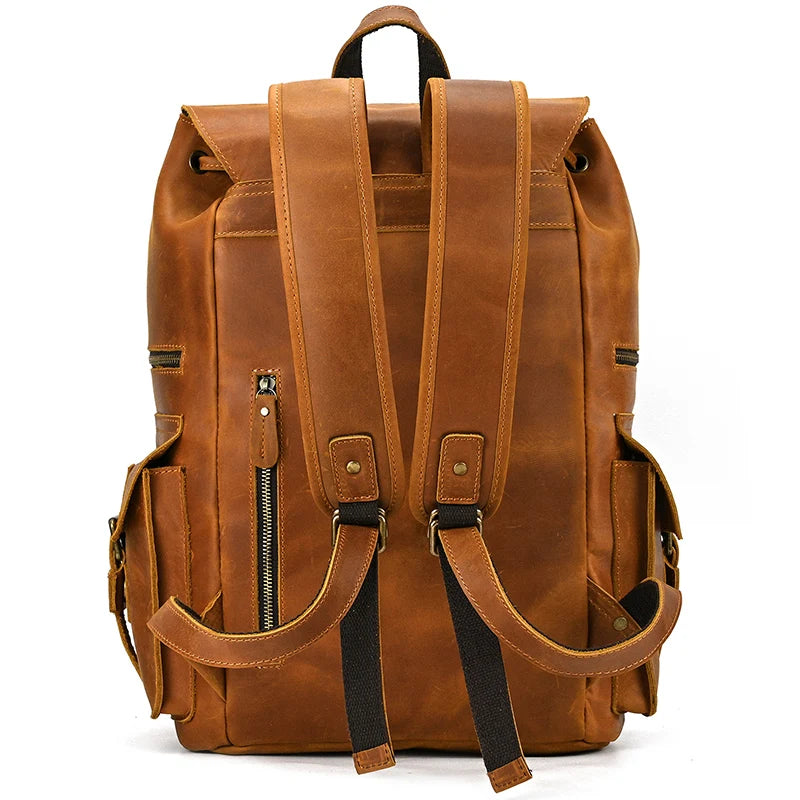 Newsbirds Men's Retro Leather Backpack – Luxury Travel & School Bag