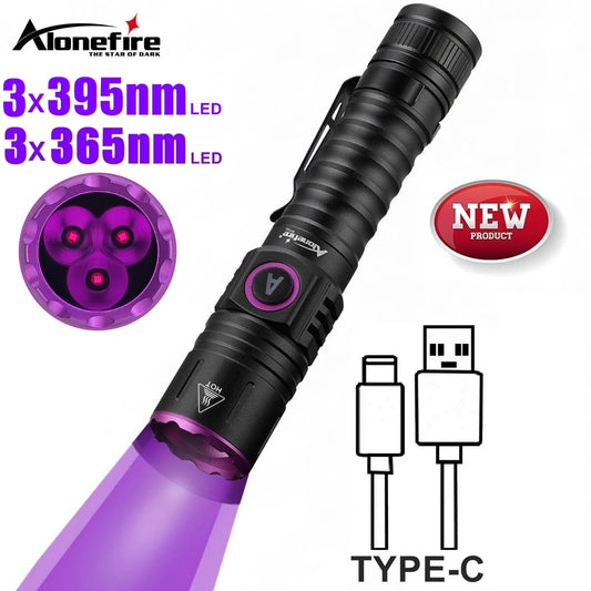 15W High Power UV 395/365nm USB Rechargeable Flashlight