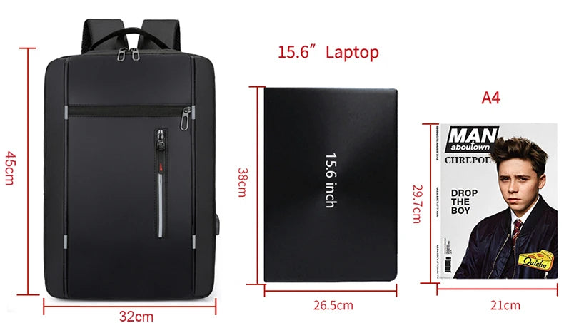 Waterproof Business Laptop Backpack with USB Charging Port