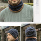 Mens Beanie Hat 2pcs Ski Cap and Scarf Winter Warm Woolly Hats