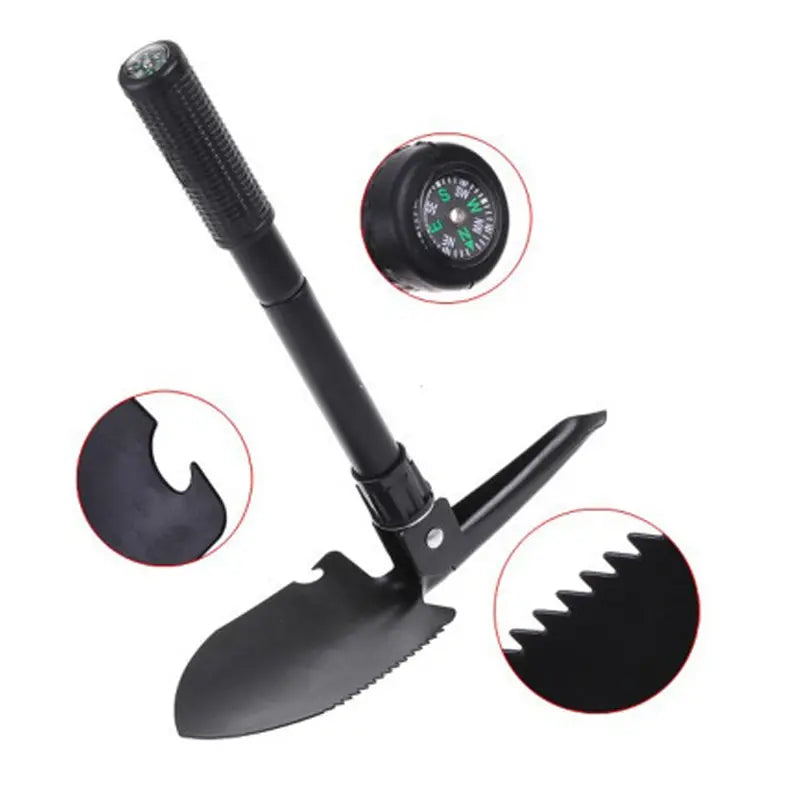 Foldable Survival Shovel with Compass & Storage Bag