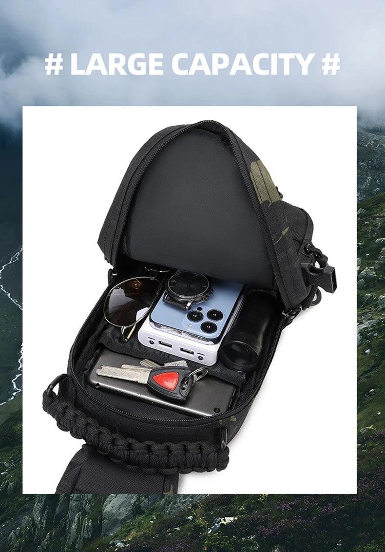 Tactical MOLLE Camping Chest Bag – Outdoor Hiking, Fishing, and Cycling Sling Pack
