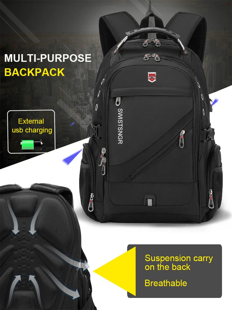 2024 Waterproof Laptop Backpack – 17/20 Inch Airplane Travel & School Bag