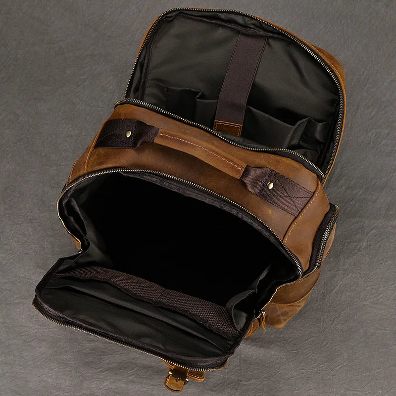 Newsbirds Men's Retro Leather Backpack – Luxury Travel & School Bag