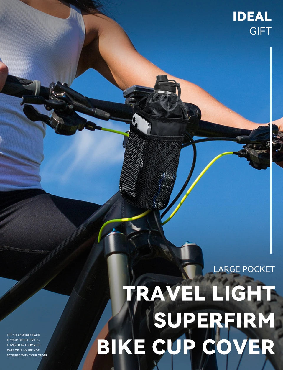 2-in-1 Bicycle Handlebar Phone Holder & Water Bottle Holder with Mesh Pocket