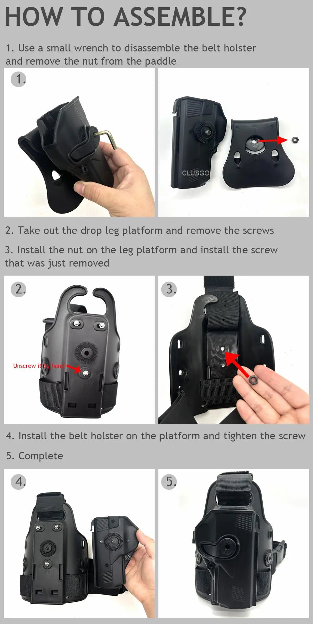 Tactical Drop Leg Pistol Holster for Glock, Colt, Beretta