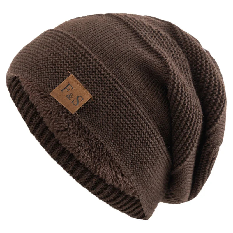 Unisex Slouchy Winter Hats Add Fur Beanie Cap