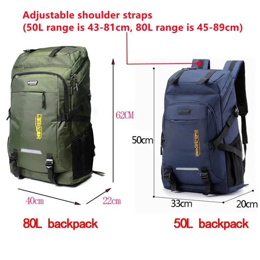 80L/50L Large Capacity Outdoor Hiking & Camping Backpack – Travel Rucksack for Men & Women