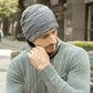 Mens Beanie Hat 2pcs Ski Cap and Scarf Winter Warm Woolly Hats