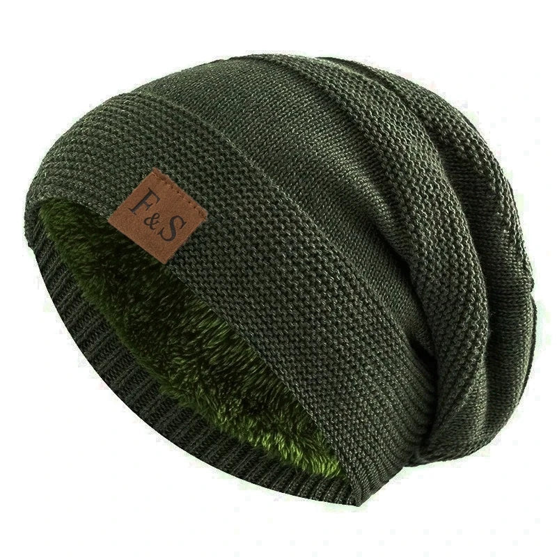 Unisex Slouchy Winter Hats Add Fur Beanie Cap
