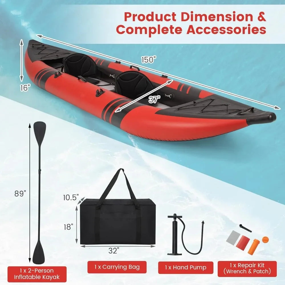 12.5Ft 507lbs Tandem Inflatable Kayak